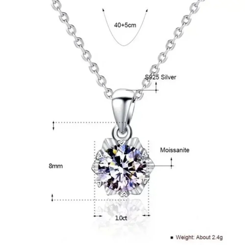 Certified 1ct. t.w. Moissanite Diamond Snowflake Necklace NEW B